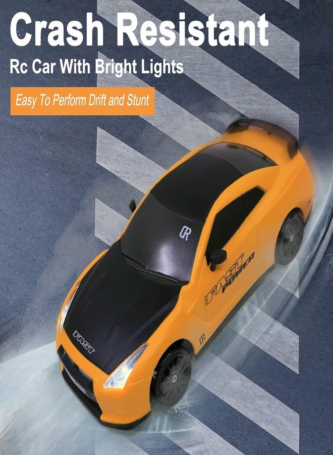 Brighterbee Rc Drift Car 2.4Ghz 1:24 Scale 4Wd High Speed Remote Control Cars Vehicle with Led Lights Batteries&Drifting Tires Racing Sport Toy Cars for Adults Boys Girls Kids Gift, Yellow - Image 5